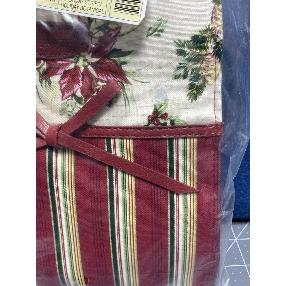Longaberger Fabric Holiday Gift Bag #23540‎ Holiday Stripe / Botanical